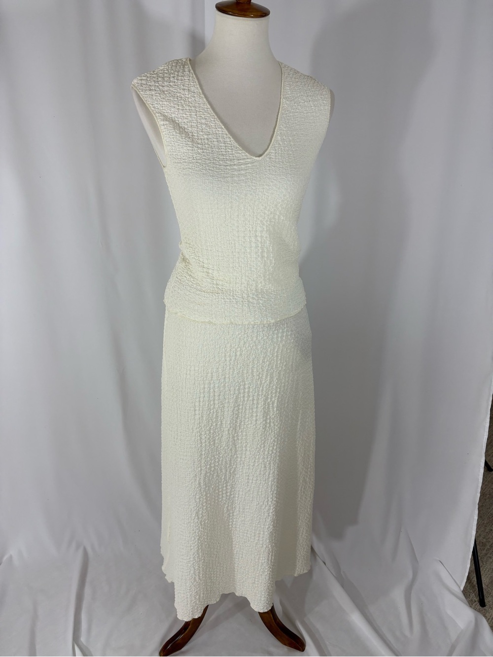 Cream Textured Maxi Skirt Set - Classic Everyday Maxi